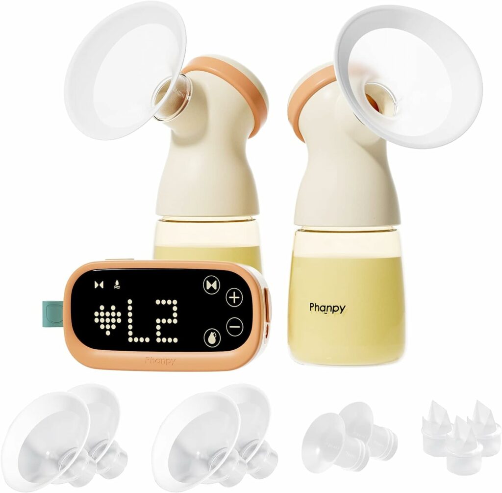 E-Shine Double Electric Breast Pump 4 Modes 8 Gears High Performance Touch Screen, 20/24/28 mm Flange and Insert Included