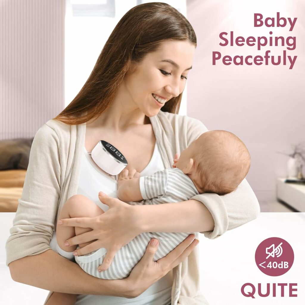 Wearable Breast Pump Hands Free of Longer Battery Life  LED Display, Portable Electric Breast Pump with 3 Modes  9 Levels  Low Noise, 24 mm Flange, 2 Pcs Pink